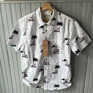 VSTR NWT Men’s Button Down Tropical Flamingo Relax Print - Size Medium